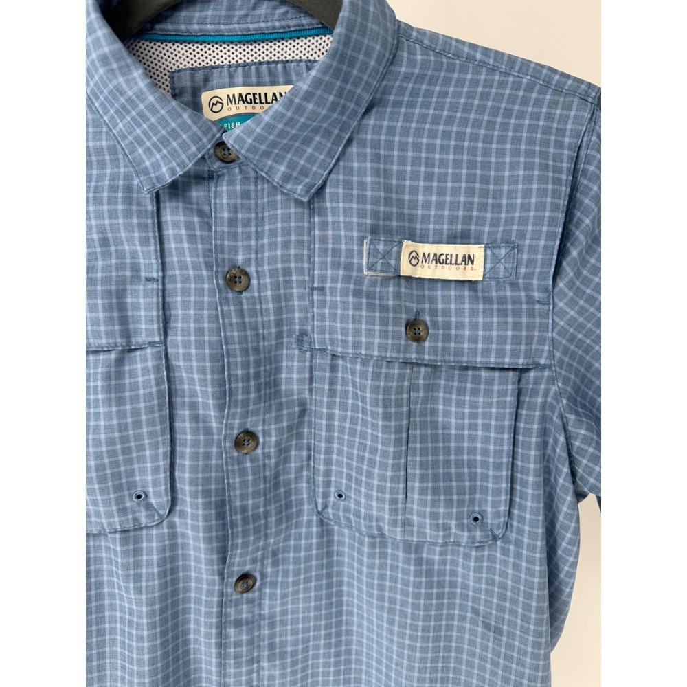 Magellan Outdoors Kids Blue Plaid Short Sleeve Fishing Shirt Size XL 18-20 - Picture 3 of 9
